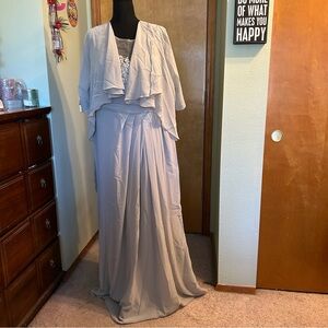 Elegant Gray Women's Dress with Jacket